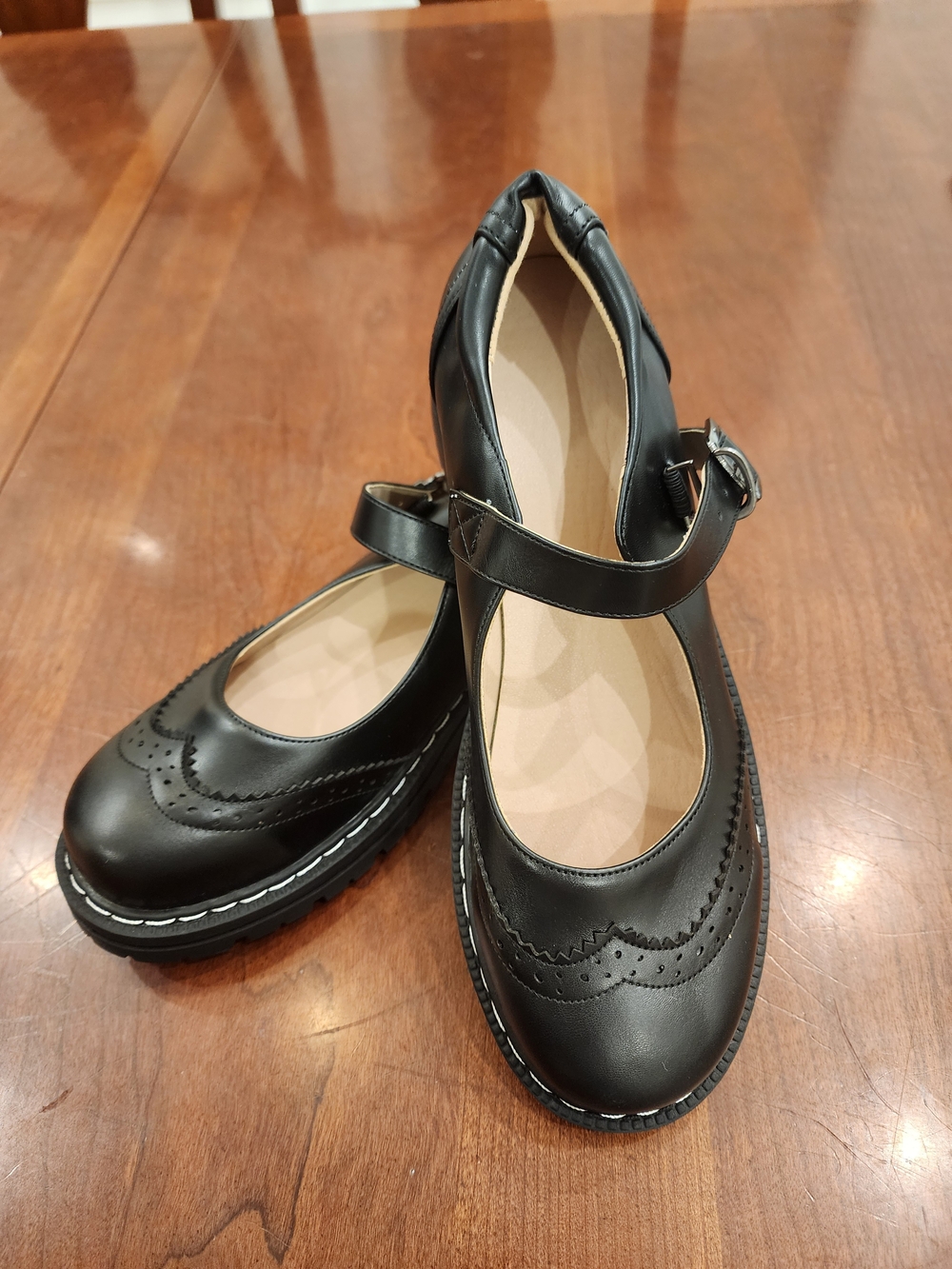 SHEIN Black Mary Jane Loafers with Decorative Brogue